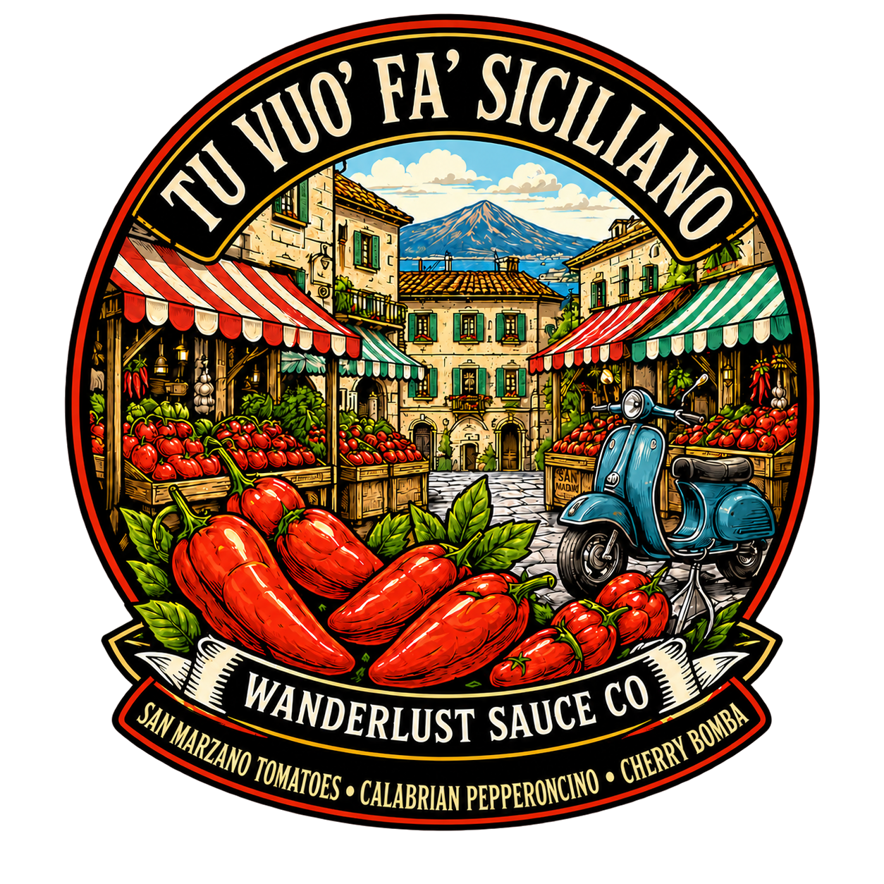 Tu Vuo' Fa' Siciliano — Wanderlust Sauce Co. label
